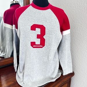 Abercrombie Vintage Gray and Red Crewneck Sweatshirt. Size L.
